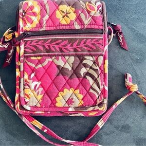 Vintage Vera Bradley Pink and Brown Quilted Crossbody Bag